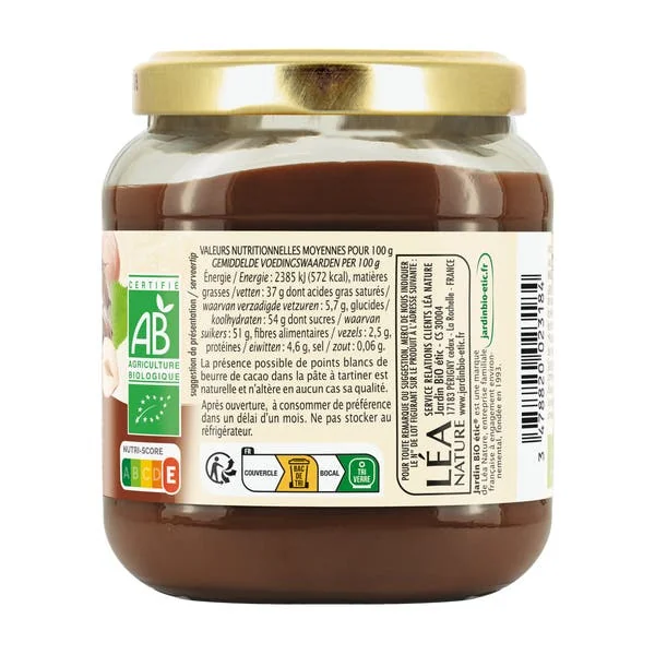 Pâte à tartiner chocolat noisette bio