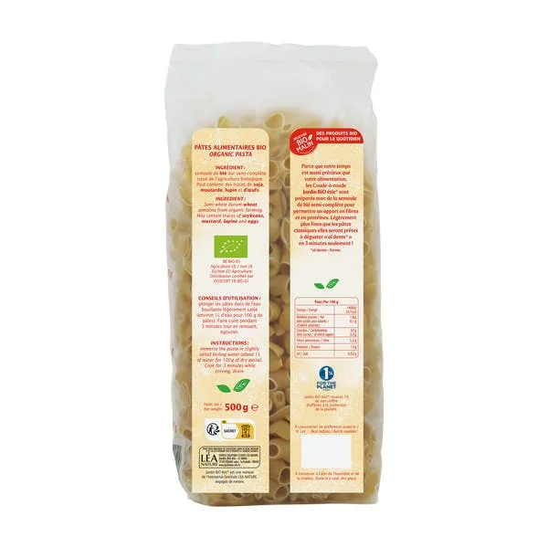 Pâtes coude à coude bio semi complets