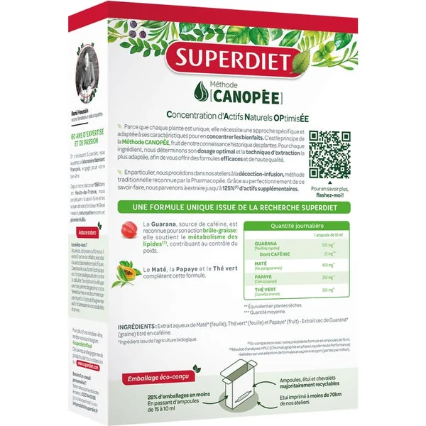 QUATUOR BRÛLE-GRAISSE BIO - Titré en caféine, 20 Ampoules de 10ml
