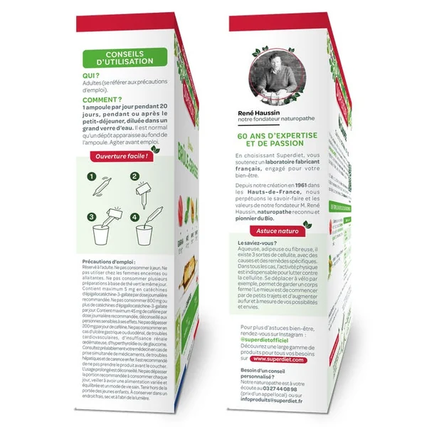 QUATUOR BRÛLE-GRAISSE BIO - Titré en caféine, 20 Ampoules de 10ml