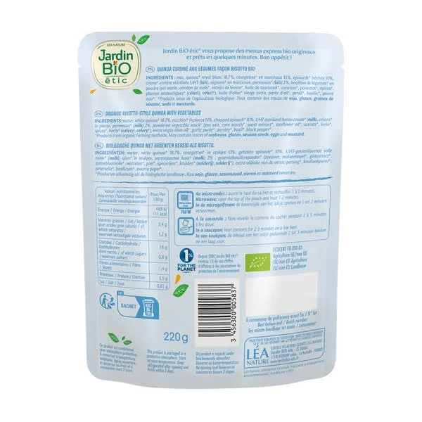 Quinotto légumes verts parmesan - bio