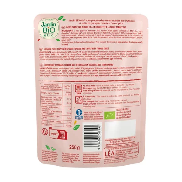 Ravioli chèvre et ciboulette - bio