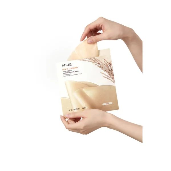 RICE 70 + CERAMIDE - Masque Radiance au Collagène et Riz - Visage - Tous Types de Peaux, 4 unités