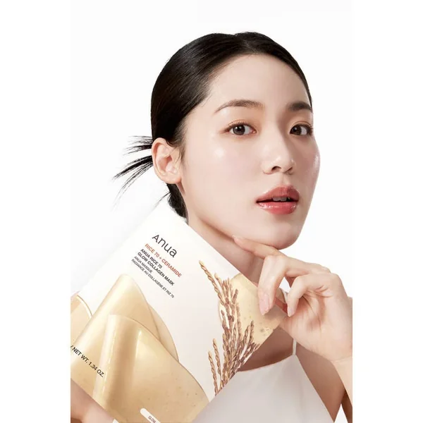 RICE 70 + CERAMIDE - Masque Radiance au Collagène et Riz - Visage - Tous Types de Peaux, 4 unités
