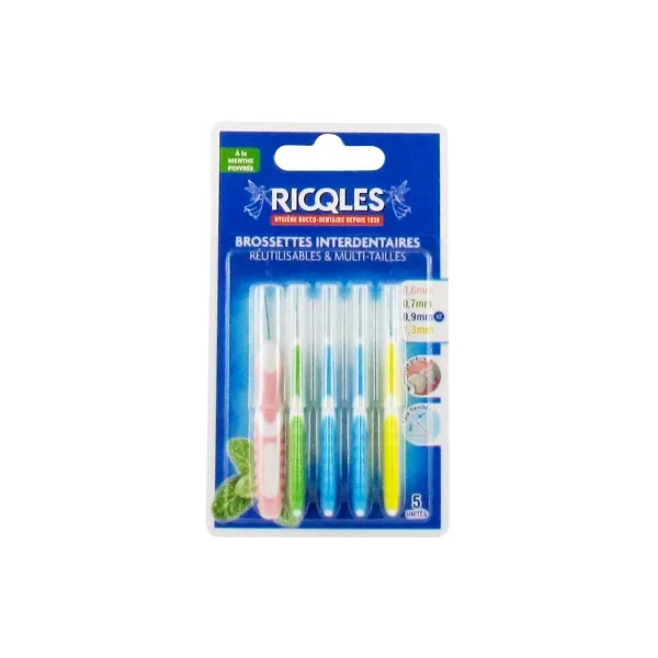Ricqlès 5 Brossettes Interdentaires Réutilisables & Multi-Tailles