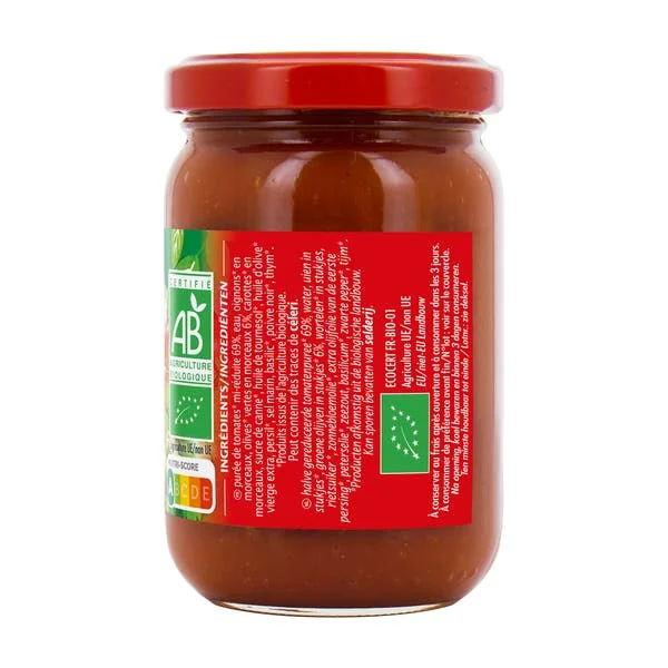 Sauce tomate bio cuisiné aux olives