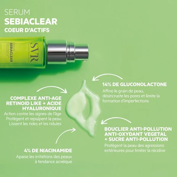 SEBIACLEAR - Sérum Correcteur Global Anti-Imperfections - Visage - Peaux Grasses à Tendance Acnéique, 30ml