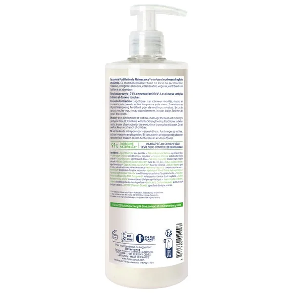 Shampoing Réparateur Fortifiant Ricin et Kératine Végétale Bio - Cheveux Normaux, Secs à Fragilisés, 500ml