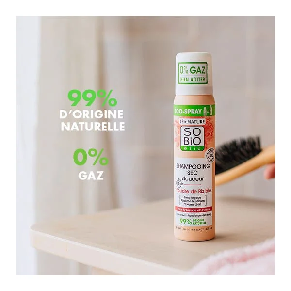 Shampooing sec douceur, poudre de riz bio