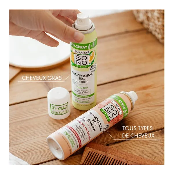Shampooing sec douceur, poudre de riz bio