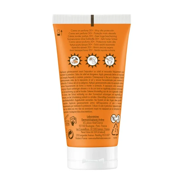 SOLAIRE - Crème Fini Invisible SPF50+ Sans Parfum - Visage - Peaux Sensibles et Sèches, 50ml