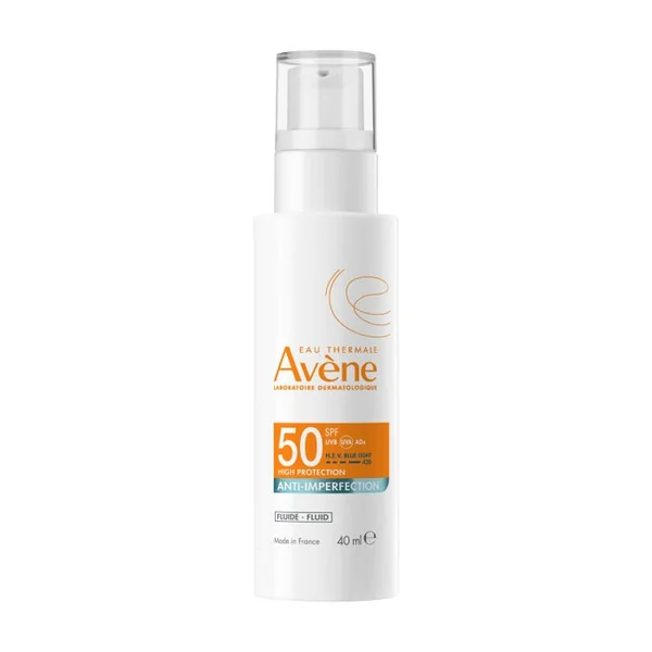 SOLAIRE - Fluide Anti-Imperfection SPF50 - Visage et Cou - Peaux Sensibles à Tendance Acnéique, 40ml