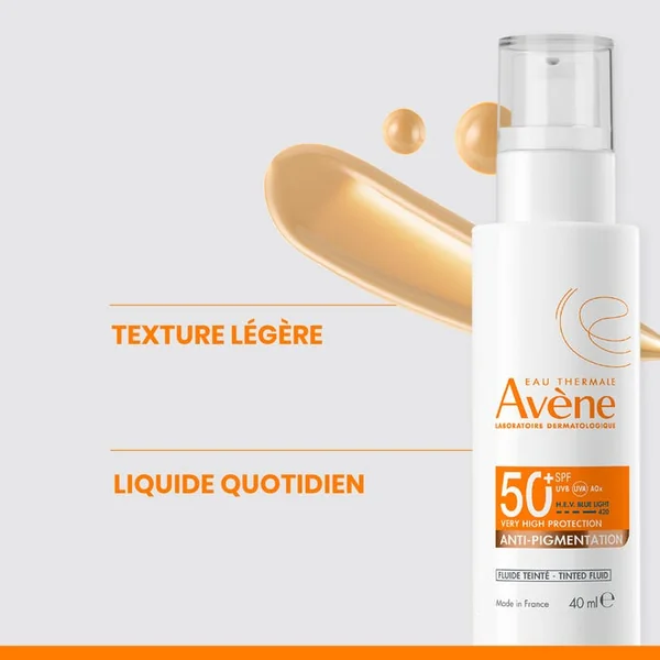 SOLAIRE - Fluide Anti-Pigmentation Teinté SPF50+ - Visage - Peaux Sensibles, 40ml
