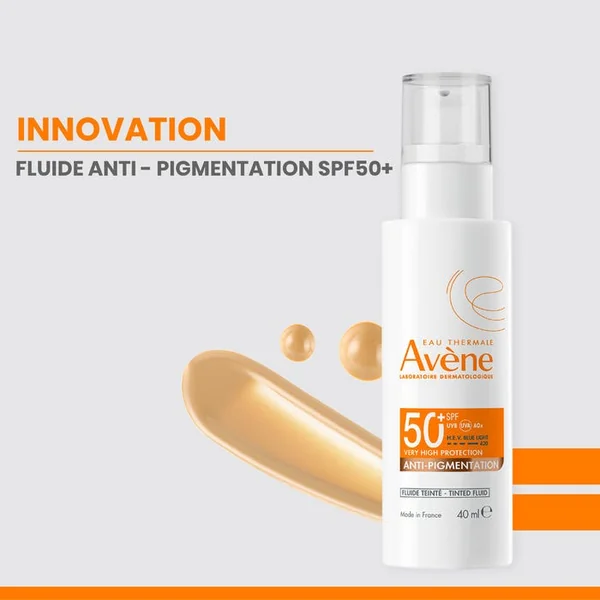 SOLAIRE - Fluide Anti-Pigmentation Teinté SPF50+ - Visage - Peaux Sensibles, 40ml