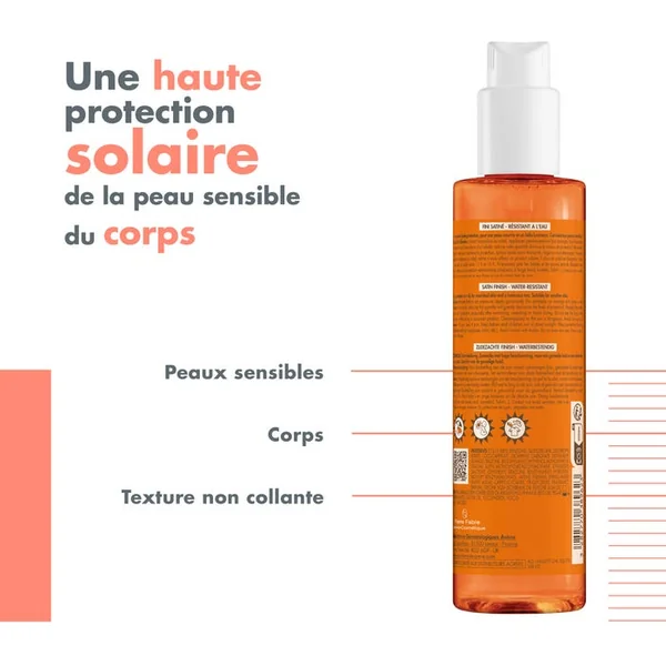 SOLAIRE - Huile Solaire Haute Protection SPF30 - Corps - Peaux Sensibles, 200ml