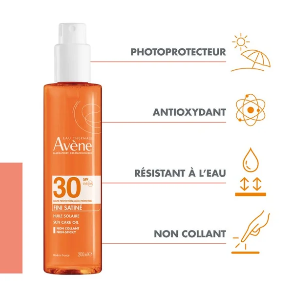 SOLAIRE - Huile Solaire Haute Protection SPF30 - Corps - Peaux Sensibles, 200ml