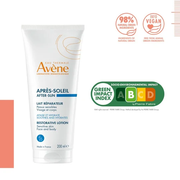 SOLAIRE - Lait Réparateur Après-Soleil - Visage et Corps - Peaux Sensibles, 200ml