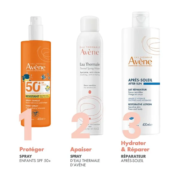 SOLAIRE - Spray Famille Enfant Résistant SPF50+ - Visage et Corps - Peaux Sensibles, 400ml