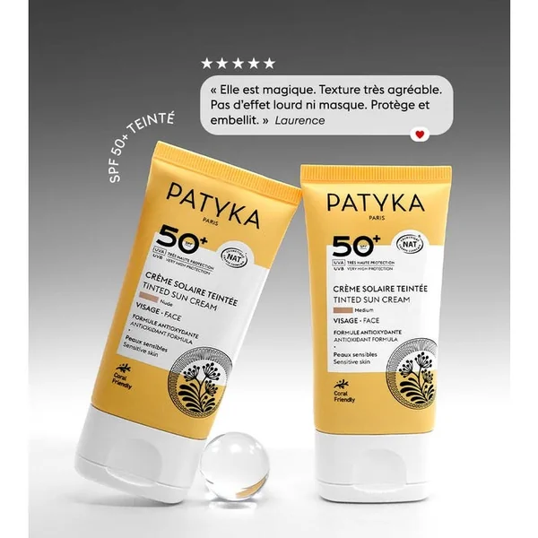 SOLAIRES - Crème Solaire Teintée SPF50+ Bio - Visage - Teinte Medium - Peaux Sensibles, 40ml