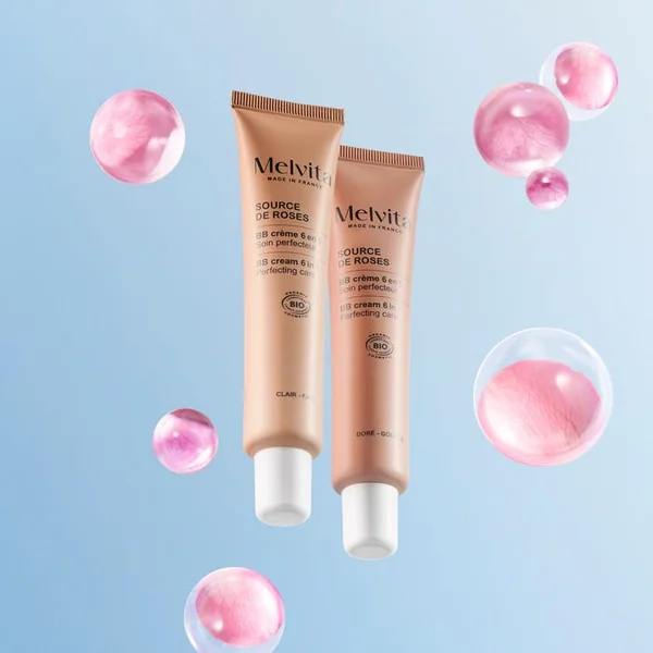 SOURCE DE ROSES - BB Crème 6 en 1 Bio - Teinte Dorée - Visage - Tous Types de Peaux, 40ml
