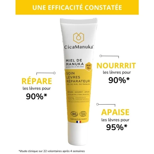 Stick Lèvres au Miel de Manuka Bio - Lèvres Gercées, Irritées et Desséchées, 15ml