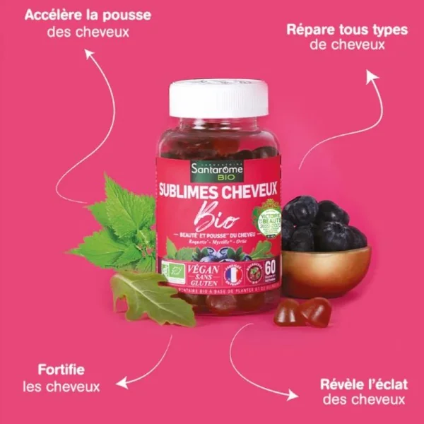 Sublimes cheveux - Beauté et pousse du cheveu - Myrtilles 💜 60 gommes