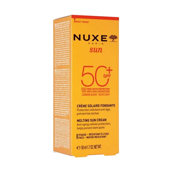 SUN - Crème Solaire Fondante SPF50 - Visage - Tous Types de Peaux, 50ml