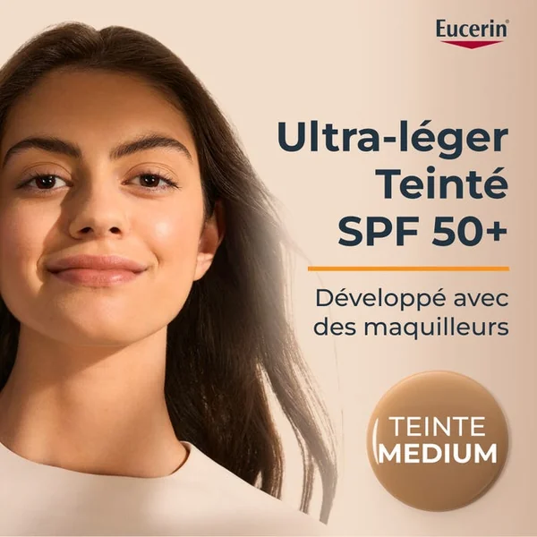 SUN PROTECTION - Fluide Solaire Ultra-Léger Hydro Protect SPF50+ - Teinte Médium - Visage - Tous Types de Peaux, 50ml