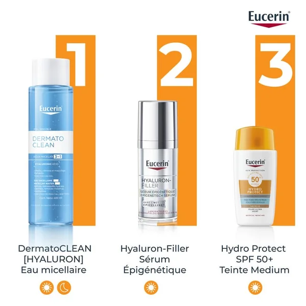 SUN PROTECTION - Fluide Solaire Ultra-Léger Hydro Protect SPF50+ - Teinte Médium - Visage - Tous Types de Peaux, 50ml