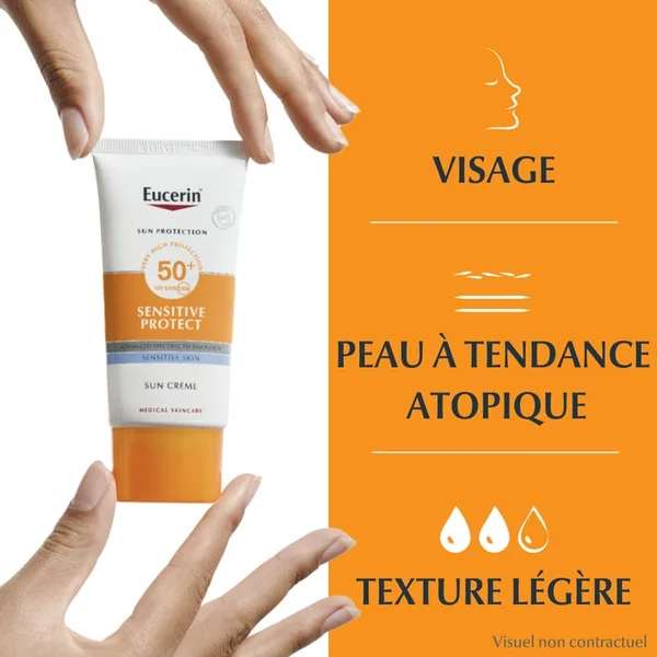 SUN PROTECTION - Sensitive Protect Crème Solaire SPF50+ - Visage - Peaux Sensibles, 50ml
