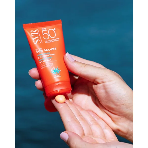 SUN SECURE BLUR - Crème Mousse Solaire Sans Parfum SPF50+ - Visage - Peaux Sensibles, 50ml