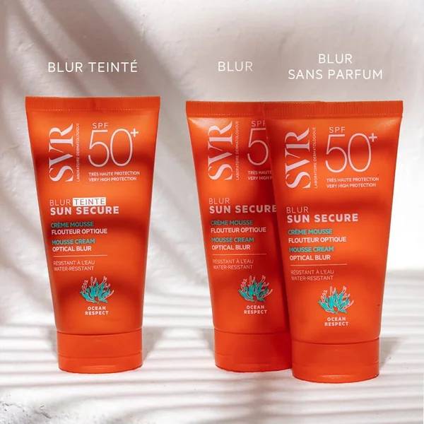 SUN SECURE BLUR - Crème Mousse Solaire Sans Parfum SPF50+ - Visage - Peaux Sensibles, 50ml