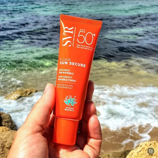 SUN SECURE - Fluide Solaire Non Gras Fini Invisible SPF50+ - Visage - Peaux Normales à Mixtes, 50ml