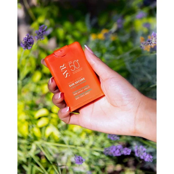 SUN SECURE - Spray Solaire Pocket Hydratant Invisible SPF50+ - Visage et Zones Sensibles - Peaux Hypersensibles au Soleil, 20ml