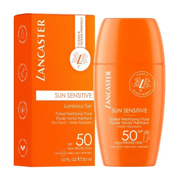 SUN SENSITIVE - Fluide Solaire Teinté Matifiant SPF50 - Visage - Peaux Sensibles et Réactives, 30ml