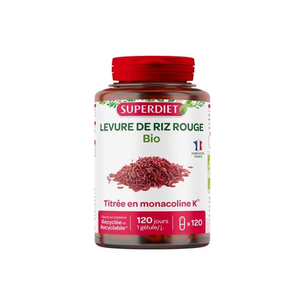Superdiet Levure de Riz Rouge Bio 120 Gélules