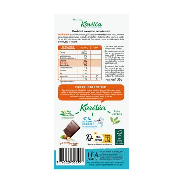 Tablette de Chocolat Noir Noisettes