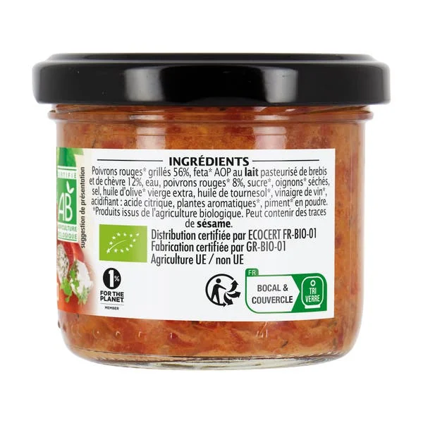 Tartinade Poivron Féta - bio