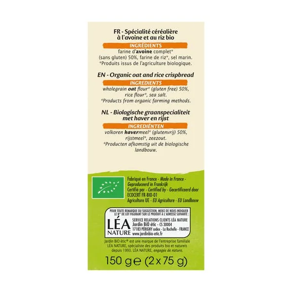Tartines Craquantes Avoine sans gluten - bio