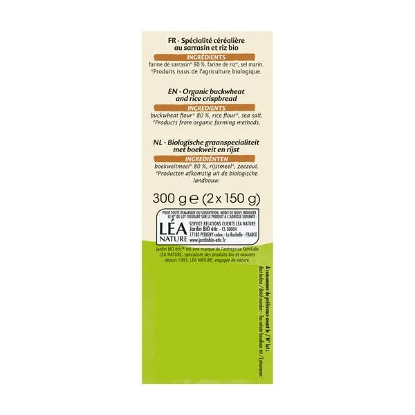 Tartines Craquantes Sarrasin - Sans gluten et sans lactose - bio
