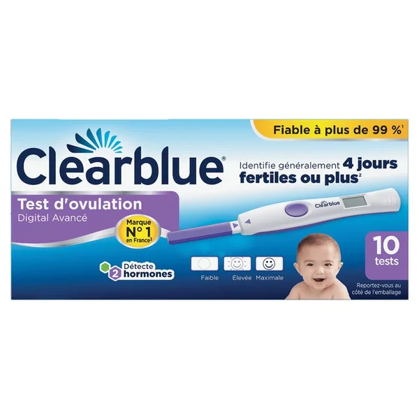 Test d'Ovulation Digital Avancé - Avec Lecteur des Deux Hormones, 10 Tests