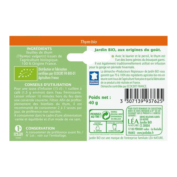 Thym bio en feuilles