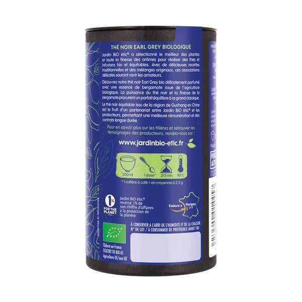 Thé noir vrac Feuilles entières Earl Grey - bio