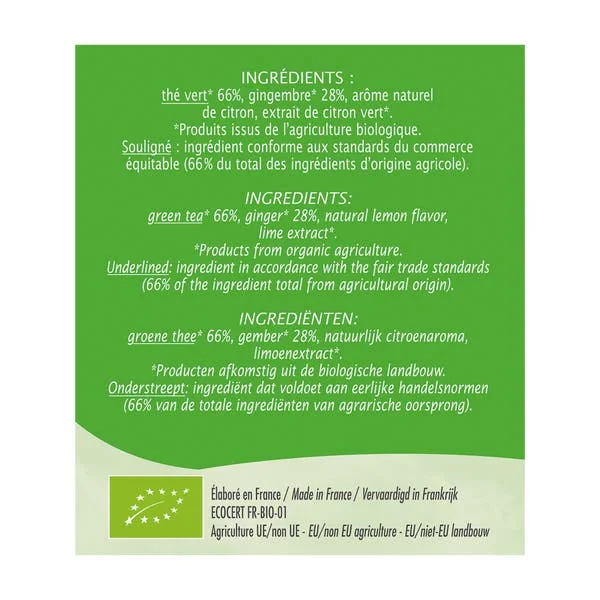 Thé vert Gingembre Citron Vert - bio