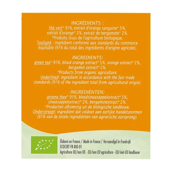 Thé vert orange bergamote - bio