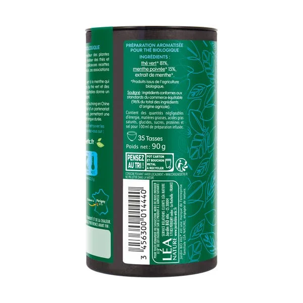 Thé vert vrac Feuilles entières Menthe - bio