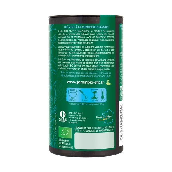 Thé vert vrac Feuilles entières Menthe - bio