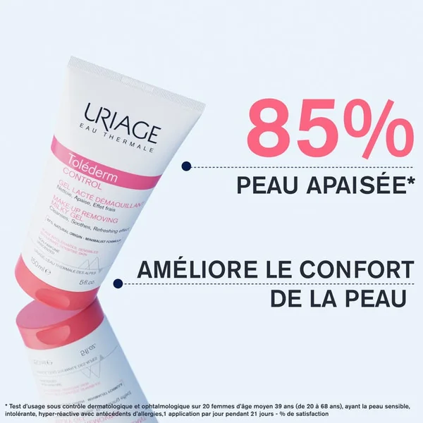 TOLEDERM CONTROL - Gel Lacté Démaquillant - Visage et Yeux - Peaux Sensibles, 150ml