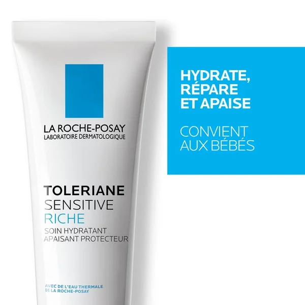 TOLERIANE SENSITIVE RICHE - Crème Hydratante Apaisante Anti Rougeurs - Peaux Sensibles Sèches, 2x40ml