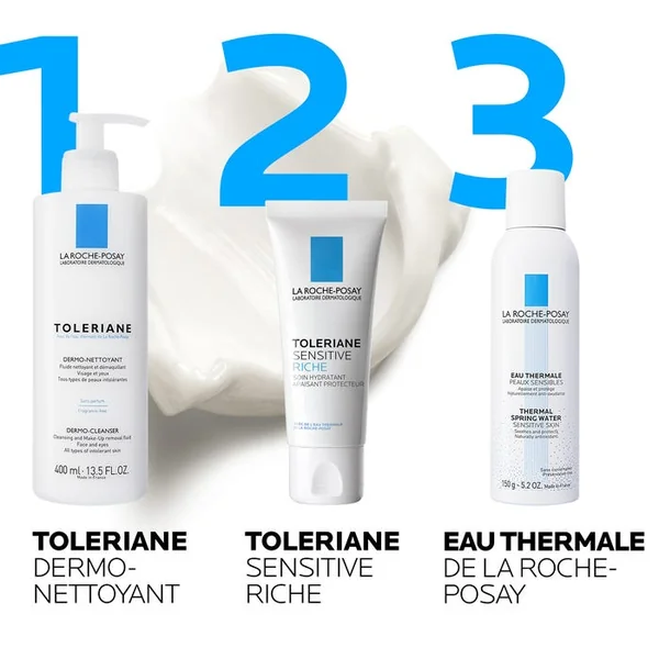 TOLERIANE SENSITIVE RICHE - Crème Hydratante Apaisante Anti Rougeurs - Peaux Sensibles Sèches, 2x40ml
